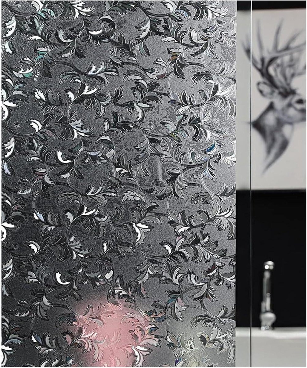 Raamfolie Bladeren Privacy Folie Zwart Wit 30x200cm