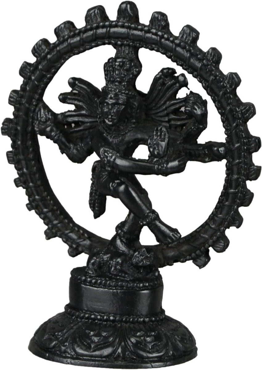 Dansende Shiva Hindoe God Standbeeld - Zwart - Hoogte: 14 cm