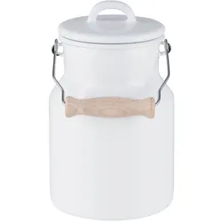 Riess Oma ́s Milchkanne Emailledeckel/Holzgriff 1,5 Liter  Emaille Classic Weiss