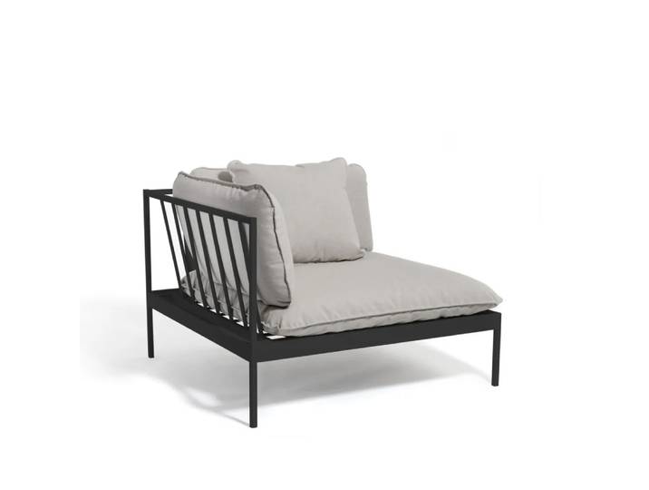 Skargaarden Bönan Modulsofa Sunbrella Sling light grey, Eckteil, dunkelgrauer Aluminiumrahmen