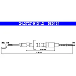 Seilzug Feststellbremse ATE 24.3727-0131.2 für VW Transporter T4