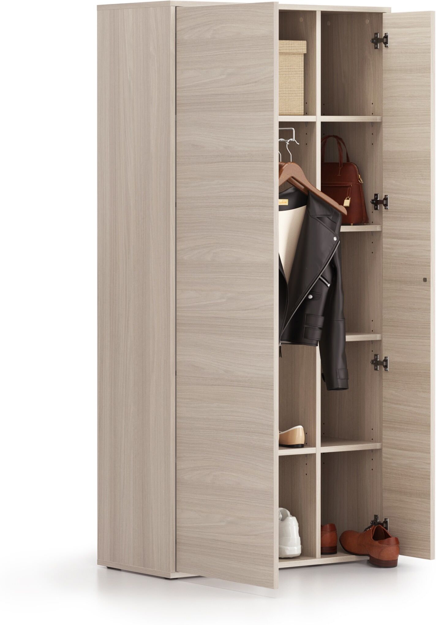 B2B Partner Garderobenschrank mit Auszug BLOCK, 850 × 400 × 1748 mm, Eiche natur