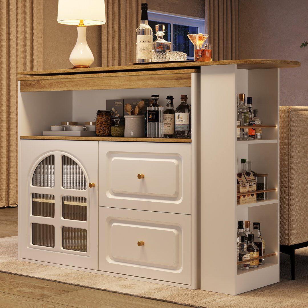 17 Stories 39 cm Home Bar Cabinet White 104cm H X 204cm D X 39cm L