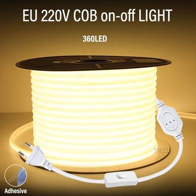 Uplifted Goods Flexible COB LED Strip Light For Indoor And Outdoor Lighting warm White (3000k) eu Plug 220v Dimming 40m