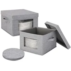 Relaxdays Teller Aufbewahrung 2er Set Grau