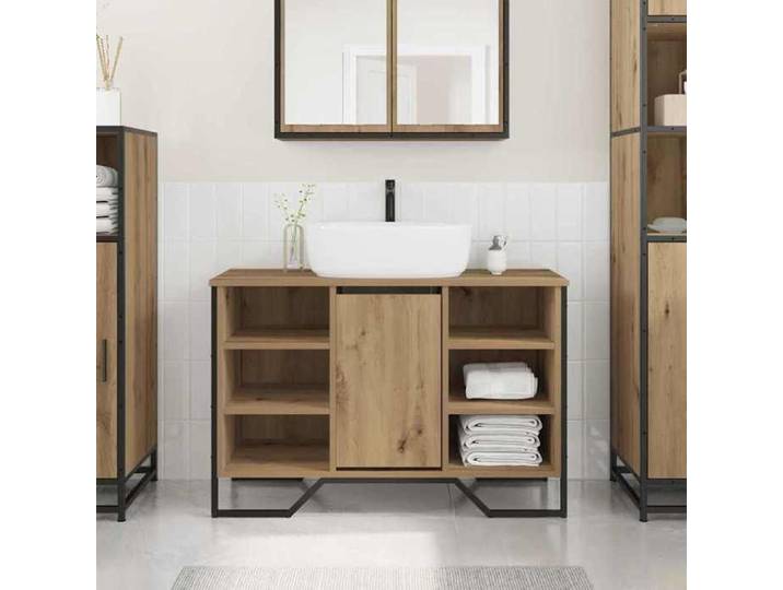 Automne/hiver  Beige Cabinet de Lavabo avec stockage Chêne artisanal 91x35x60cm - Hauteur：60cm DEC2827521