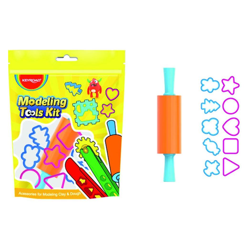 Keyroad Set mit knetwerkzeugen, walze, 10 formen, farbmischung (41375923)