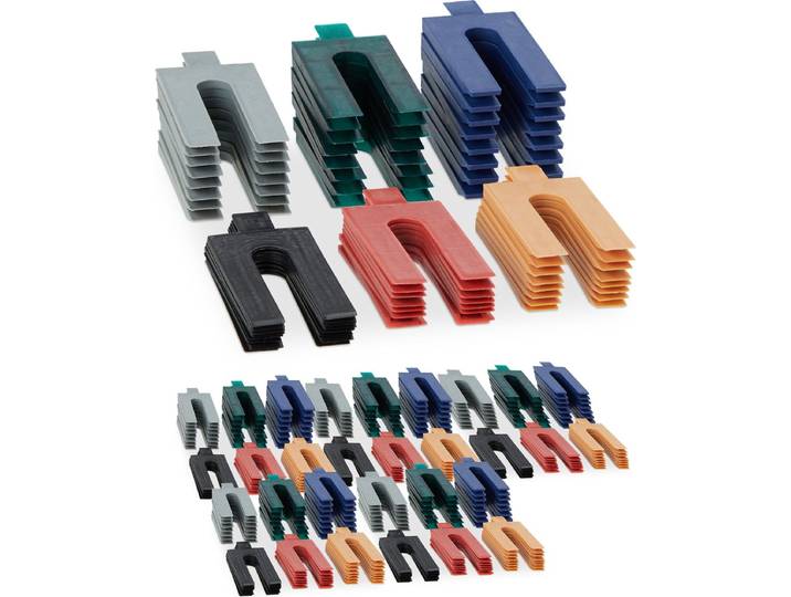 Uitvulplaatjes set van 288 - kunststof - 6 groottes - 1-6 mm