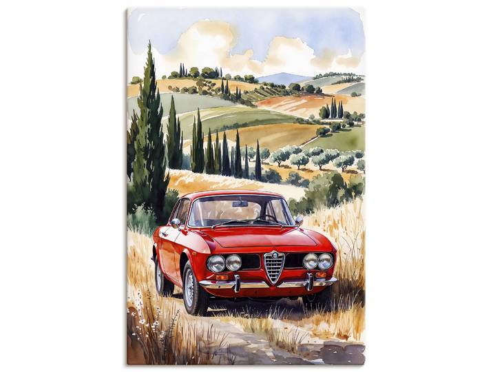 Wandbild ARTLAND Roter Alfa Romeo in der Sonne der Toscan , rot (farbe bild(er): rot), B:40cm H:60cm, Bilder, Wandbild, als Alubild, Leinwandbild, Poster, Wandaufkleber in verschied. Grössen