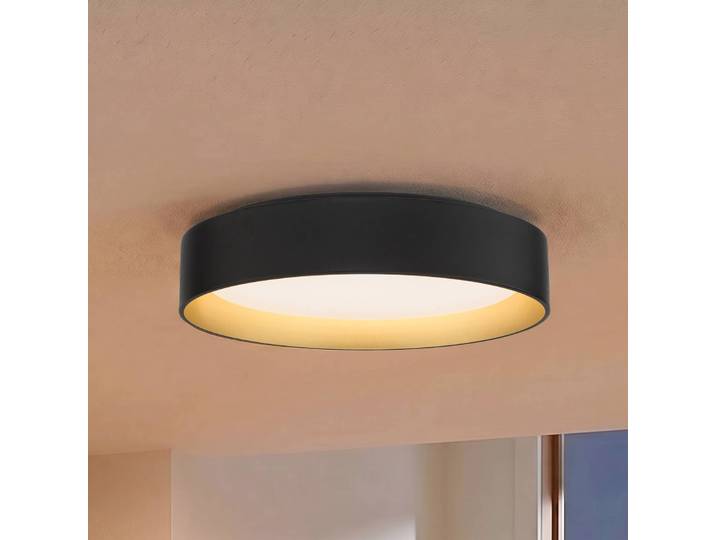 LED Deckenleuchte Gracjan Lindby, dimmbar, schwarz, für Wohn- / Esszimmer, Kunststoff, Modern