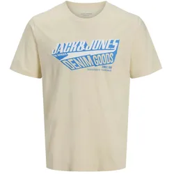 Jack & Jones Herren Rundhals T-Shirt JJELOGO TEE SS O-NECK 2 COL - Regular Fit - 12288016 Mineral Blue - L