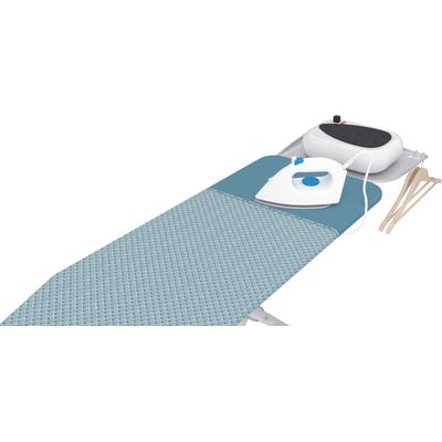 Bügelbrettbezug BISCHOF COLOMBO "Universal", blau (blau, weiß), B:50cm T:140cm, Baumwolle, Bügelbrettbezüge, integrierte Bügeleisenablage, 100% Biobaumwolle, 3-lagig, 140x50 cm