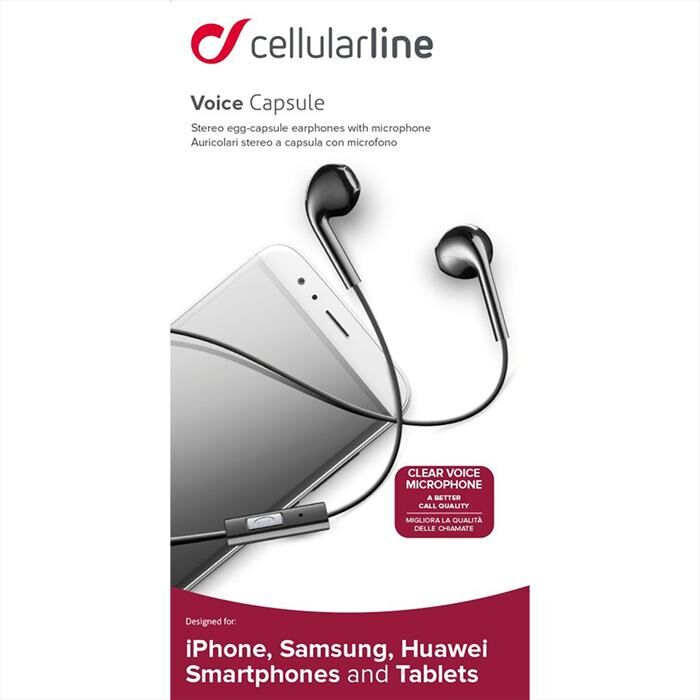 Cellular Line Aucapsulek Auricolari Con Filo-controlli Sul Filo-nero