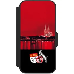 Nivocase Klapphülle für Apple iPhone 13 Mini Handyhülle aus Kunst Leder NIVOflip schwarz 1. FC Köln (Apple iPhone 13 mini), Smartphone Hülle, Schwarz