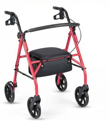 Costway Rollator Walker with Seat and Height Adjustable Handles-Red