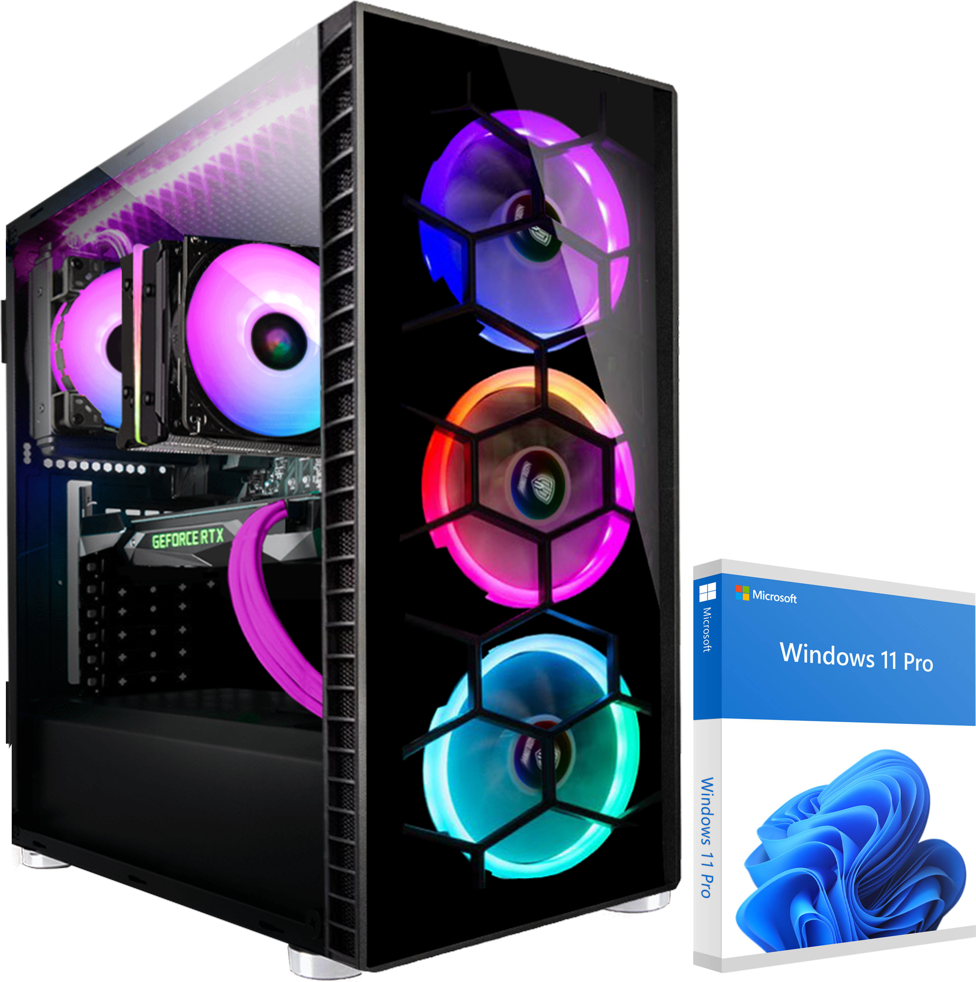 KRAFTPC High End Gaming-PC AMD Ryzen7 5700X - GeForce RTX5060 8GB - 1TB M.2 NVMe SSD - 32GB DDR4 - Win11 - WLAN - Gamer PC Desktop PC Gaming Computer