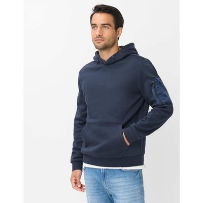 Hoodie BRAX "Style SULLIVAN", Herren, Gr. L (52), nachtblau, 70% Baumwolle, 30% Polyester, Sweatshirts Hoodie, Sweat: Hoodie im Baumwollmix