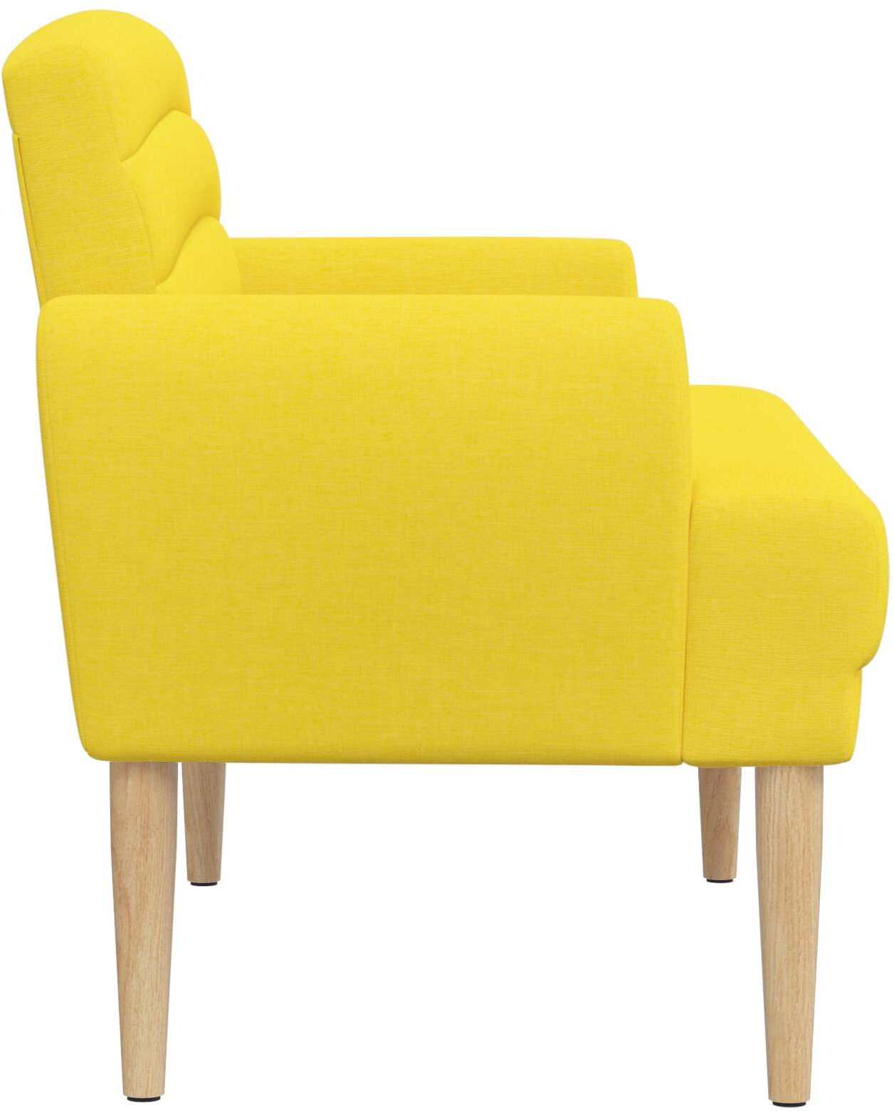 vidaXL Canapé love seat avec capitonnage en boutons Jaune clair Tissu