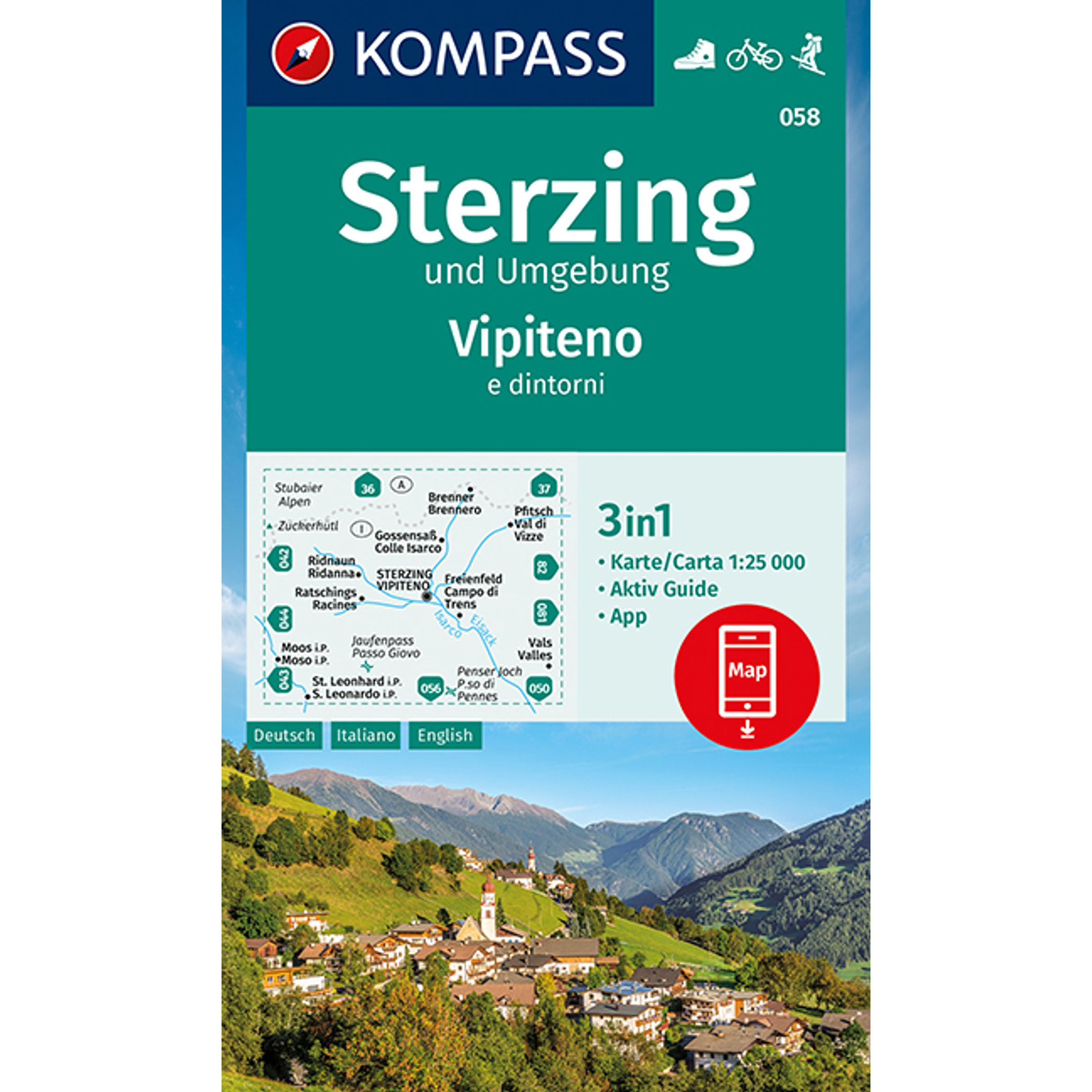 Kompass Verlag WK 58 Sterzing und Umgebung Topografische Karten