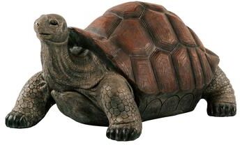 "XBrand 28""L Brown and Black Concrete/MgO Walking Tortoise Statue, Indoor or Outdoor Décor, Turtle Garden Statue"