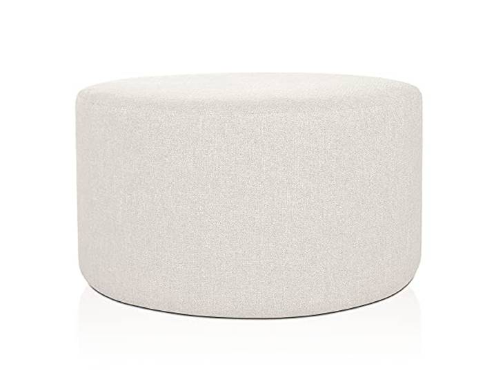 Deshome Pouf Fußhocker Ø 80 cm Made in Italy, Gepolsterter Hocker für Sofa, Wohnzimmer und Schlafzimmer – Puff Venus (Cremeweiß)