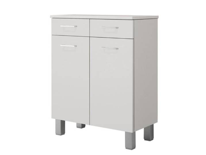 Armoire polyvalente - GAIA - Blanc - Portes et tiroirs - Métal - Brillant - Contemporain