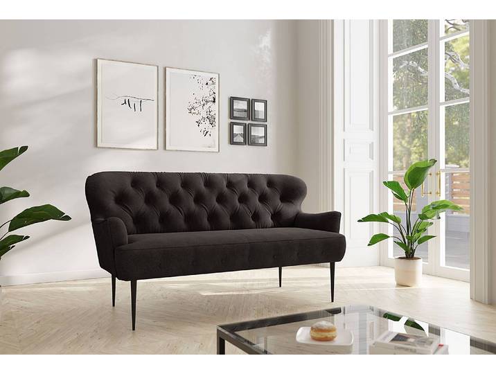 3-Sitzer Sofa Lodging Grau Flachgewebe Euron 193 x 97 x 87cm Landhaus