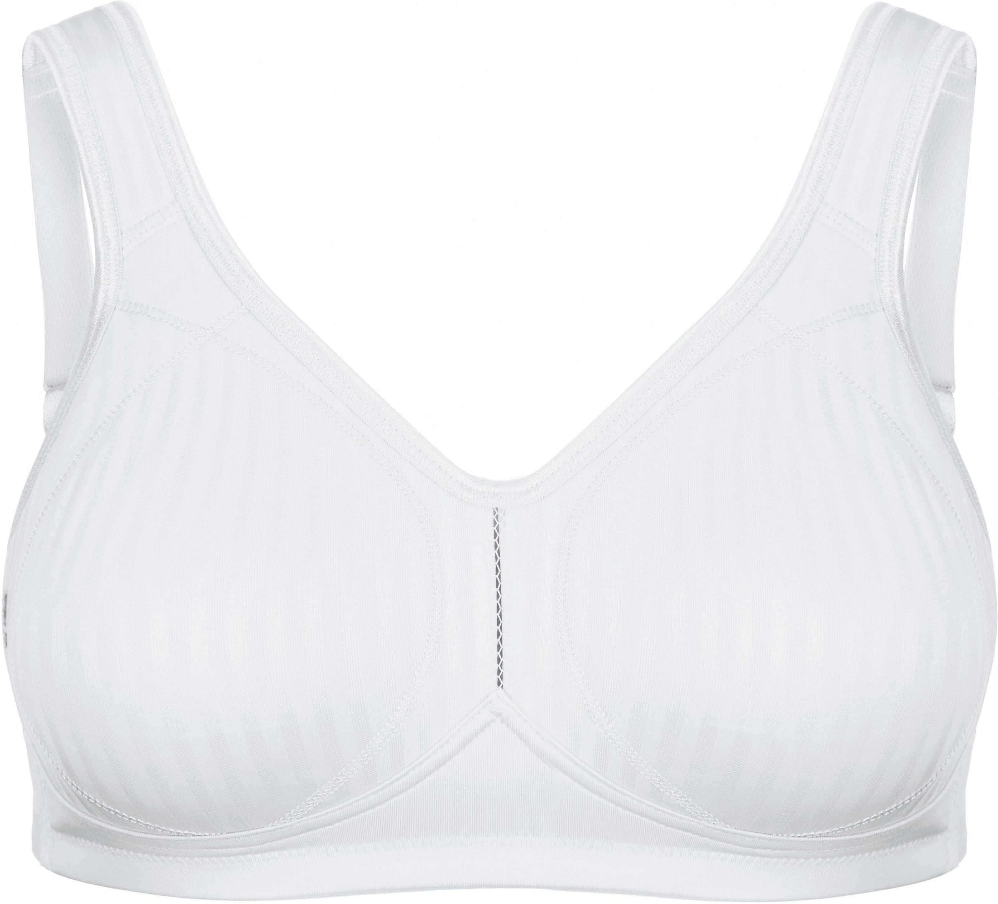 Bügelloser BH SUSA "Cremona", Damen, Gr. 90, Cup i, weiss (weiß), Obermaterial: 65% Polyamid, 28% Elasthan, 7% Polyester, gestreift, bequem, BHs Bügelloser BH, Stützfunktion, vorgeformte Cups, Streifenoptik vorn weiß 90, Cup i