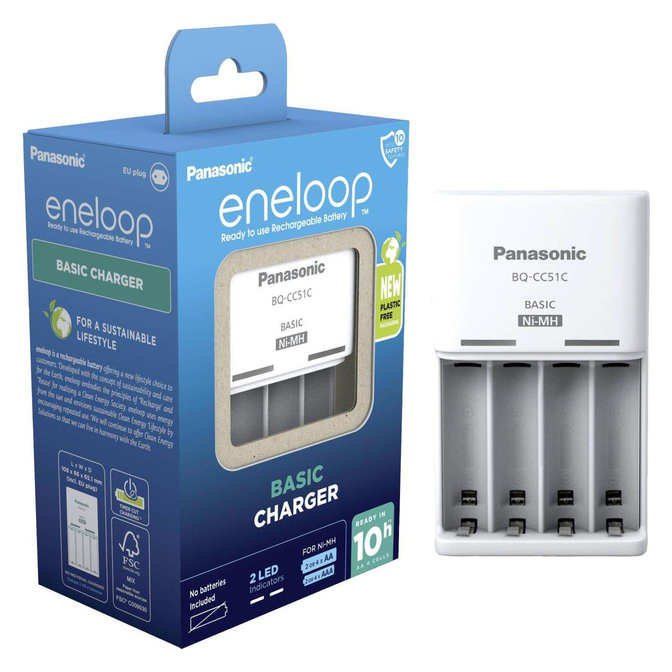 Panasonic eneloop Basic Charger BQ-CC51E (1 Stk., Ladegerät ohne Akku) (BQ-CC51E)