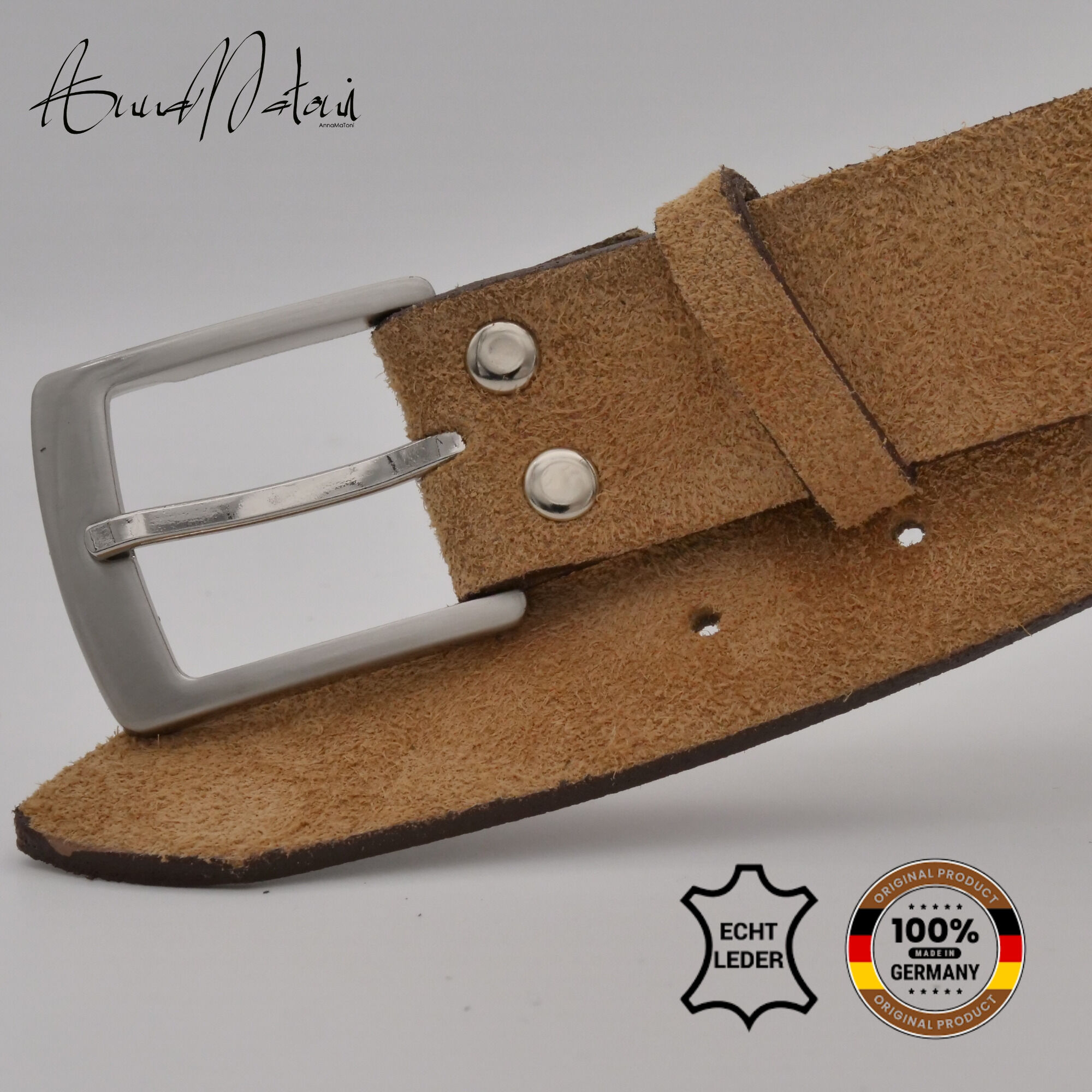 Ledergürtel ANNAMATONI "AnnaMatoni Herren Ledergürtel Zeitloses Design Gürtel 3,5cm", Herren, Gr. TW115 - 130cm Gesamtlänge, cognac 640, 100% Leder, Gürtel Ledergürtel