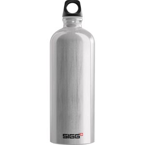 SIGG Trinkflasche Traveller Alu, kohlensäuregeeignet, aus Aluminium, silber, mit Schraubverschluss, 1 l