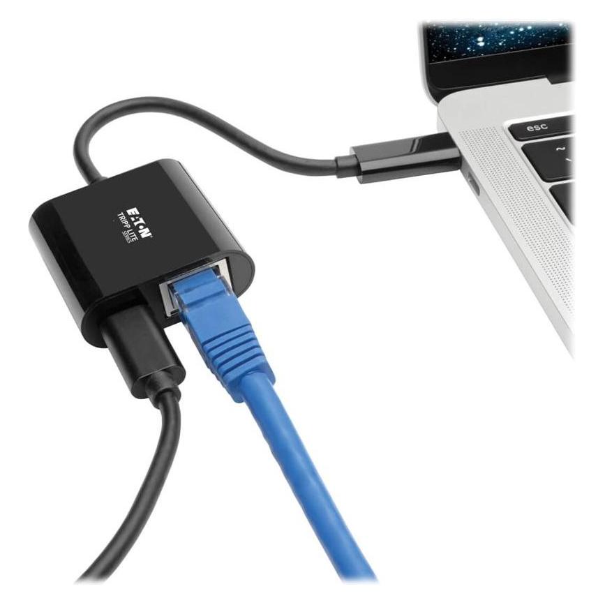 Eaton USB-C to Gigabit Network Adapter with USB-C PD Charging - Thunderbolt 3 Black (USB-C 3.1 Gen 1, RJ45 Gigabit Ethernet (1x)) (U436-06N-GB-C)