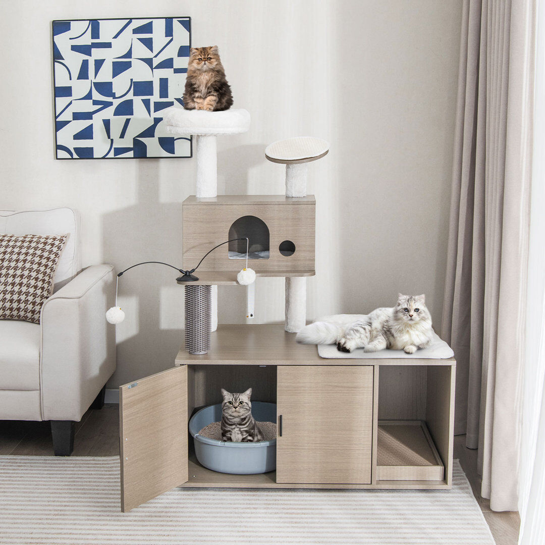 Archie & Oscar Astatula 132 cm H Cat Tree / Condo Gray 132cm H X 85cm W X 55cm D