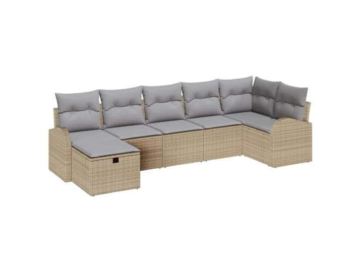 Gartenmöbel-Set aus Polyrattan in Beige und Hellgrau mit Kissen Versteckte Aufbewahrungsbox, inklusive Sitzsack, leicht und robust, für den Außenbereich, intelligente Aufbewahrung