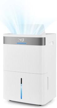 Costway 96 Pints Dehumidifier with 24H Timer and 3-Color Indicator-White