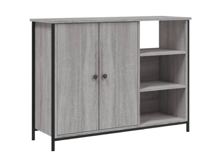 KGFHERENB Sideboard Grau Sonoma 100x33x75 cm Kommode Anrichte Flur Vielseitiger Beistellschrank mit verstellbaren Füßen und Kippschutz für Wohnzimmer, Flur oder Essbereich.