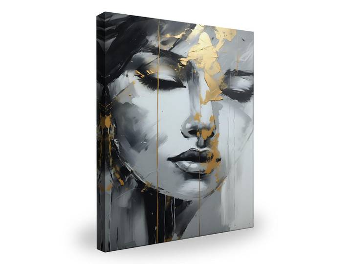 Muralo Leinwandbild Frau Porträt Gesicht Abstraktion Glamour 70/100 cm, Schwarz, Beige, Braun, Grau, Kiefer, Rechteckig, 70x100 cm, einfache und schnelle Anbringung, Bilder & Rahmen, Bilder, Leinwandbilder