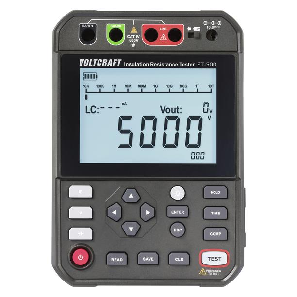 Voltcraft ET-500 Isolationsmessgerät 250 V, 500 V, 1000 V, 2500 V, 5000 V 5.0 T (CAT IV 600V) (VC-17072215)