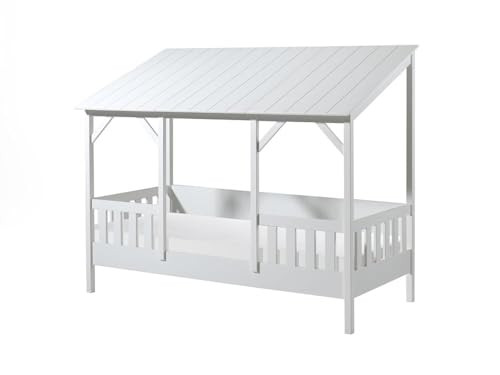 Vipack Huisbedset inclusief lattenbodem en matras, Wit, Ligvlak: 90 x 200 cm