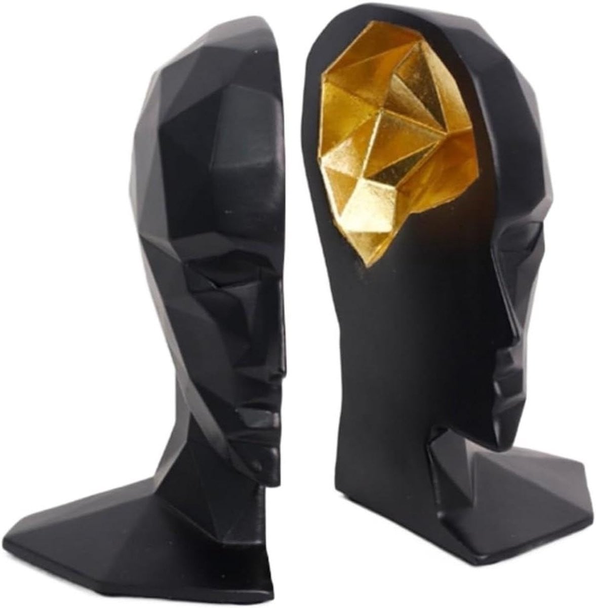 Set van 2 decoratieve geometrische hoofd boekensteunen - Zwart