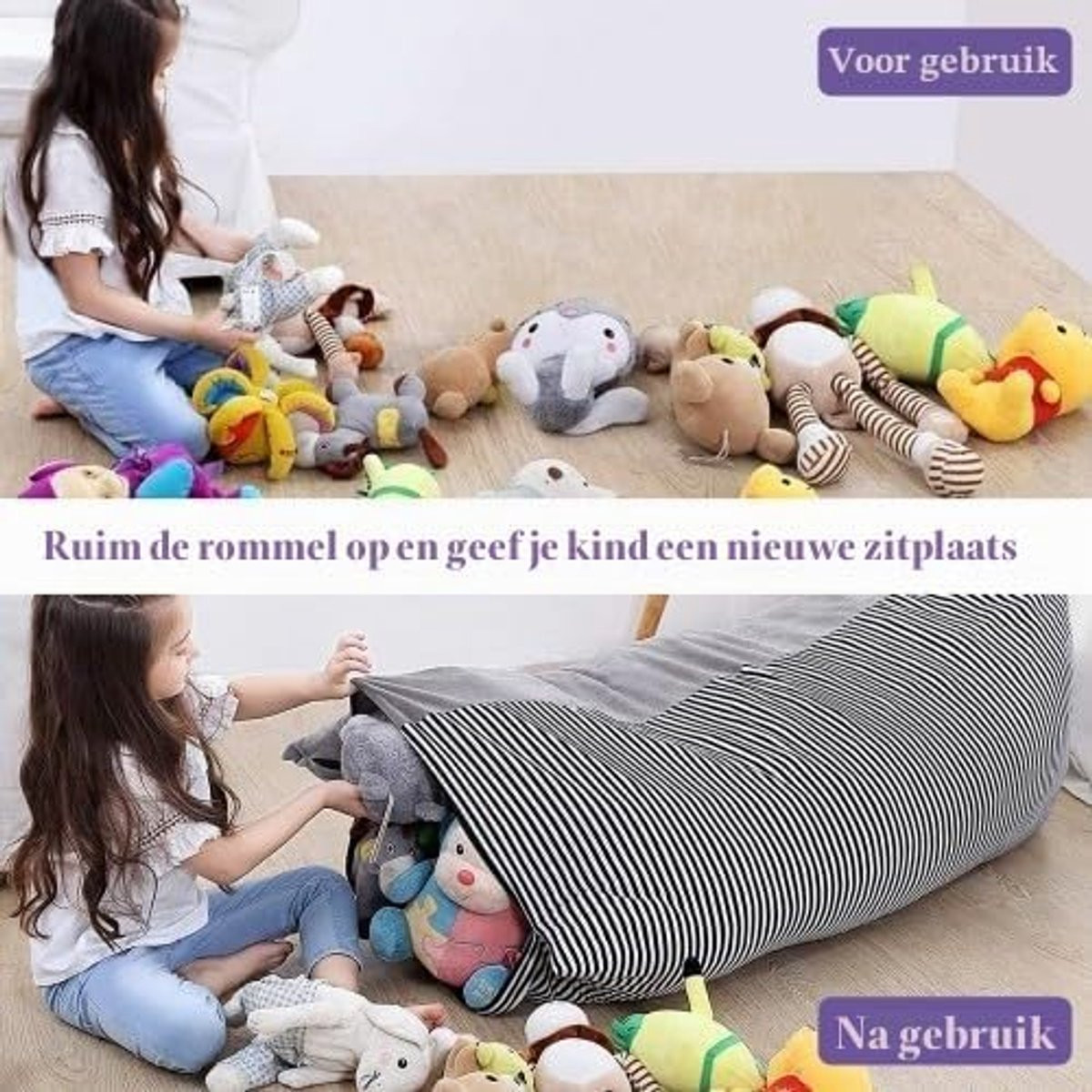 Zitzak-stoelhoes voor kinderen en volwassenen - Blauw