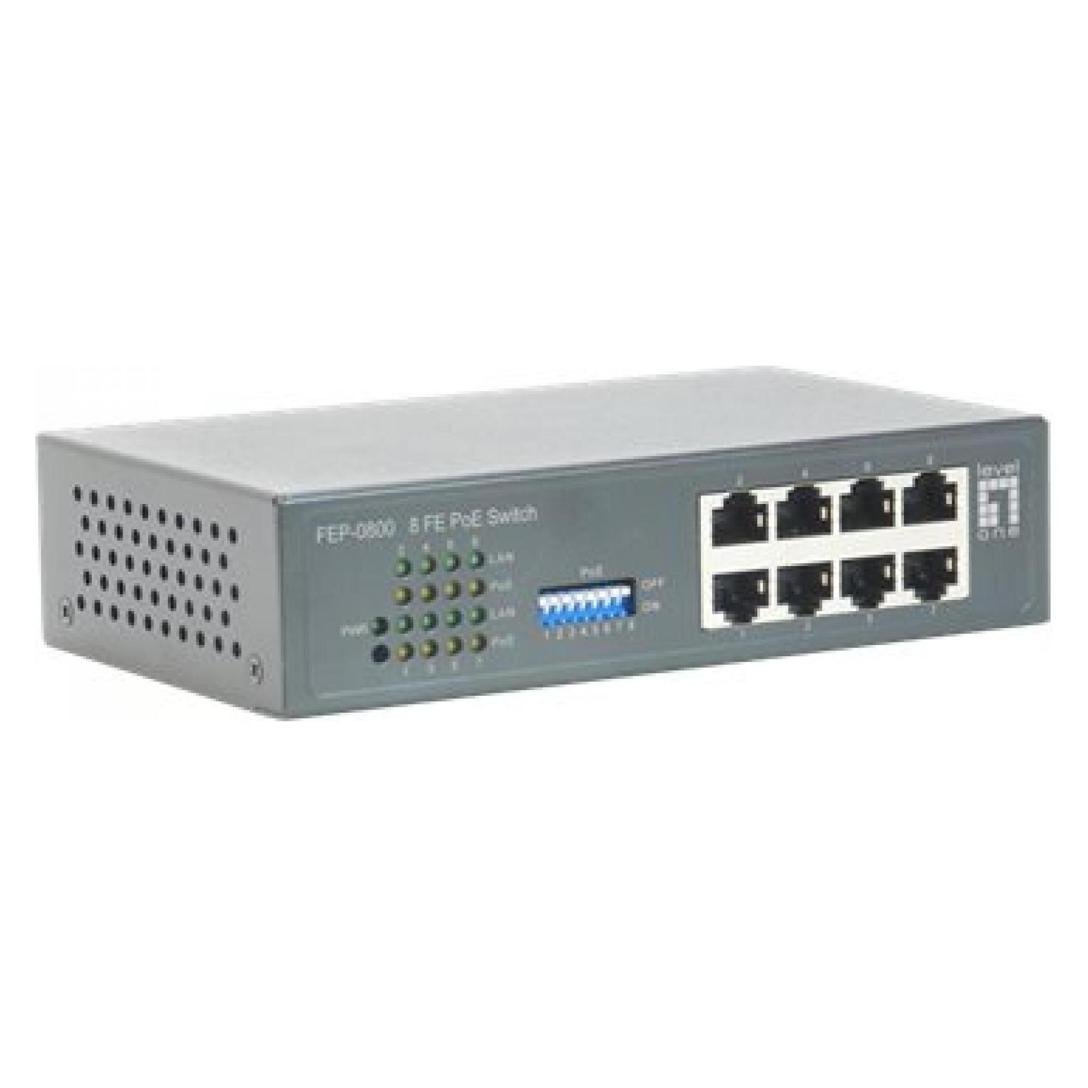 LevelOne FEP-0800: 8Port Switch, PoE (8 Ports) (520830)