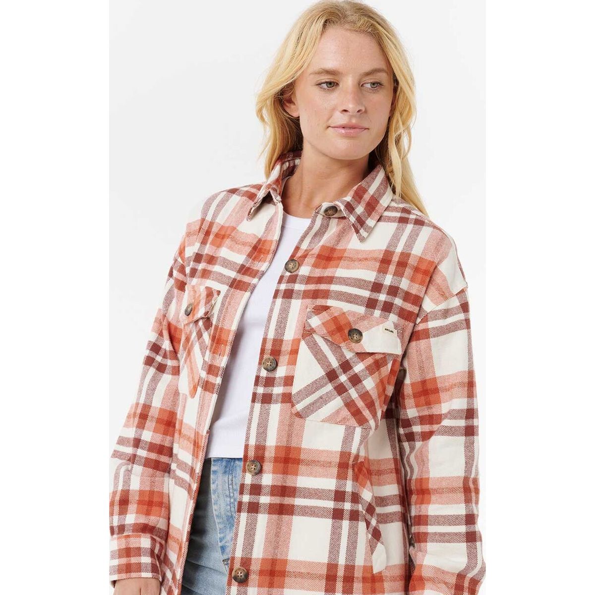 RipCurl Oceanic Long Sleeve Flannel Shirt brick (0041) S 062WSH_0041_S