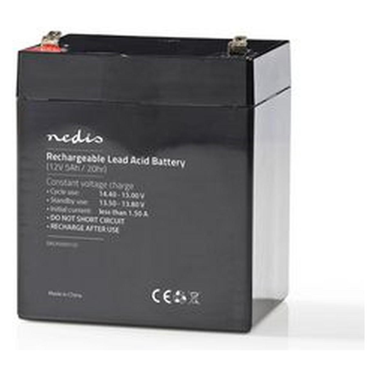 Nedis Wiederaufladbare Blei-Säure-Batterie | Bleisäure | Wiederaufladbar | 12 V | 5000 mAh (1 Stk.) (BALA500012V)