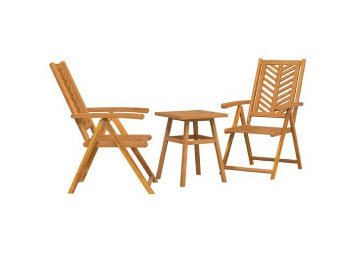 Roanoer Gartenmöbel Set 3-tlg, Akazie Massivholz Sitzgruppe Braun Ergonomische Liegesessel mit Beistelltisch aus Akazienholz für gemütliche Stunden auf Terrasse oder Veranda.