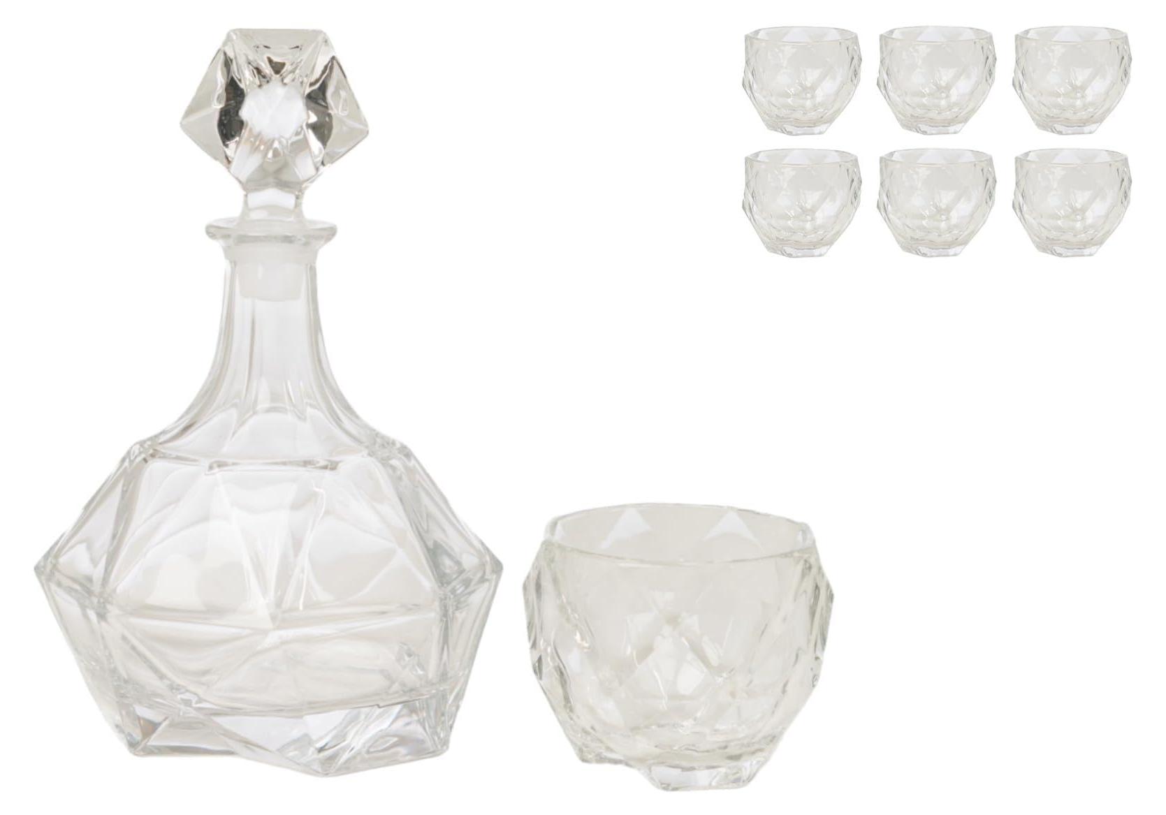 6 Gläser 350 ml + Flasche 961 ml, Glas, bunt