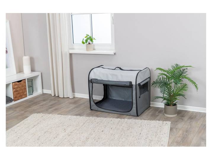 Tiertransportbox TRIXIE Basic M , grau (dunkelgrau, hellgrau), B:65cm H:80cm T:55cm, Nylon, Polyester, Tiertransportbehälter, Tiertransportbox
