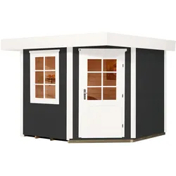 Weka Designhaus 213+ mit extra hoher Tür - 28 mm anthrazit Designhaus 213 Gr. 1 (238 x 238 cm) - 50 % Rabatt auf Dacheindeckung
