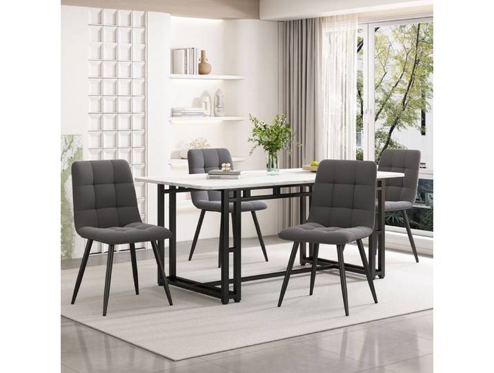Table de salle a manger - Table salon cuisine - 4 a 6 personnes - repas quotidiens - pour salle a manger - Blanc