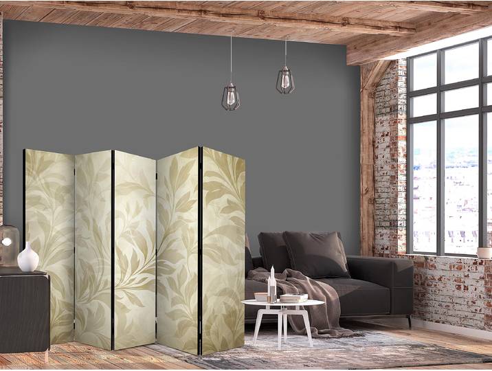 Paravent acoustique feuilles botaniques Autres Beige 225 x 172cm